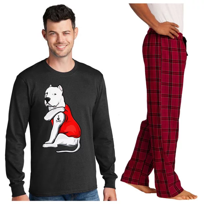 Funny Gifts Dogo Argentino Dog Tattoo I Love Fathers Day Long Sleeve Pajama Set