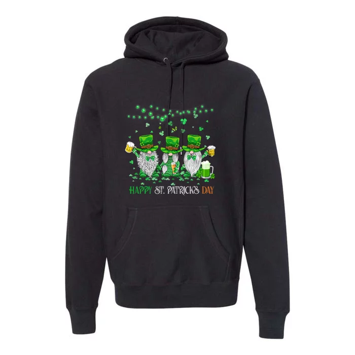 Funny Gnomes Drinks Wine Shamrock Shenanigans Patricks Day Premium Hoodie