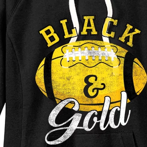 Football Game Day Black And Gold Costume For Football Lover Women's Fleece Hoodie