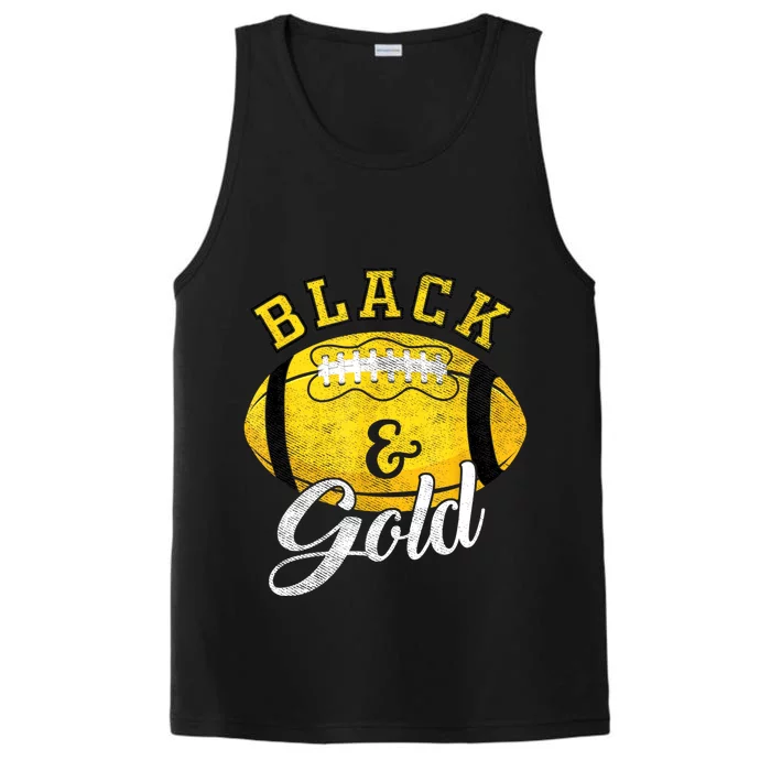 Football Game Day Black And Gold Costume For Football Lover Performance Tank