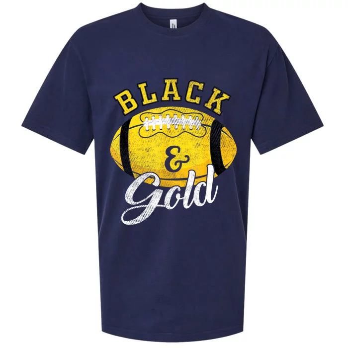 Football Game Day Black And Gold Costume For Football Lover Sueded Cloud Jersey T-Shirt