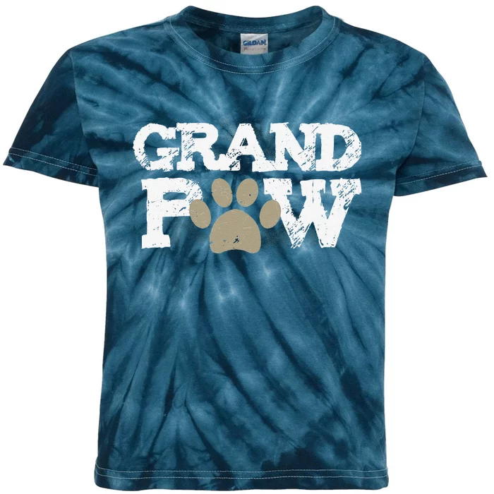 Funny Grandpaw Dog For Grandfather Dog Gift Grandpaw Kids Tie-Dye T-Shirt