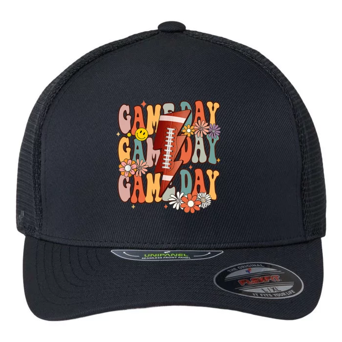 Funny Game Day American Football Season Groovy Football Girl Flexfit Unipanel Trucker Cap