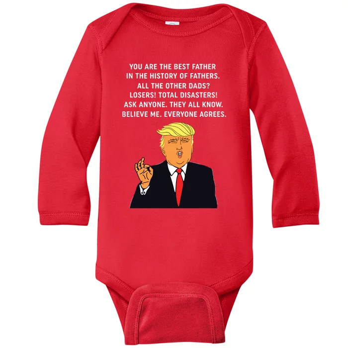 Funny Great Dad Donald Trump Fathers Day Gift Baby Long Sleeve Bodysuit