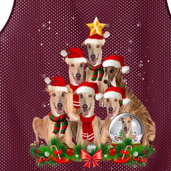 Funny Greyhound Dog Christmas Tree Mesh Reversible Basketball Jersey Tank