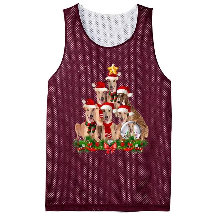 Funny Greyhound Dog Christmas Tree Mesh Reversible Basketball Jersey Tank