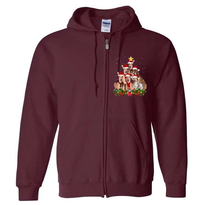 Funny Greyhound Dog Christmas Tree Full Zip Hoodie