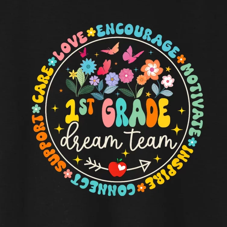 First Grade Dream Team Back To School Teacher Flower Women's Crop Top Tee