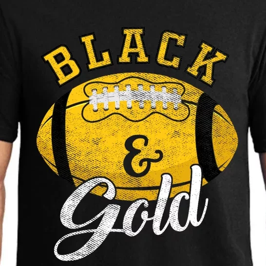 Football Game Day Black And Gold Costume For Football Lover Pajama Set