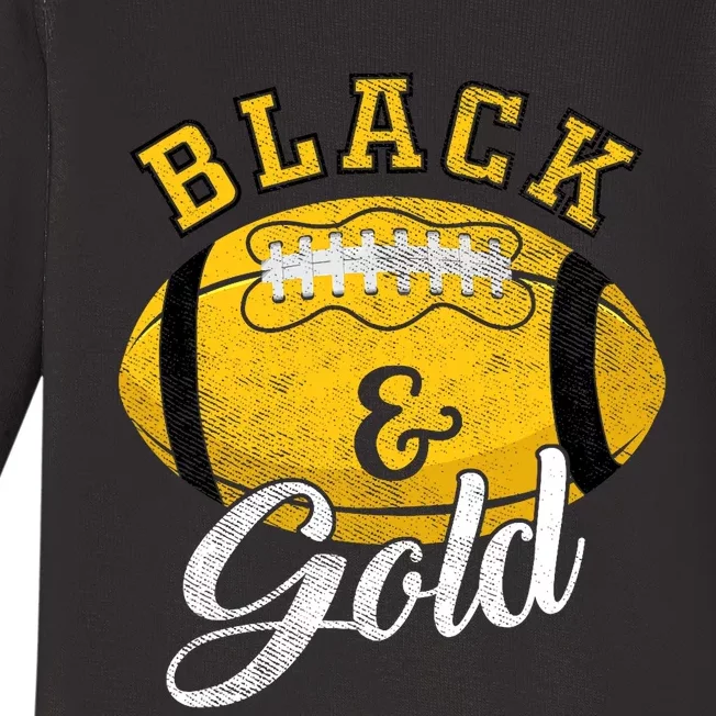 Football Game Day Black And Gold Costume For Football Lover Baby Long Sleeve Bodysuit