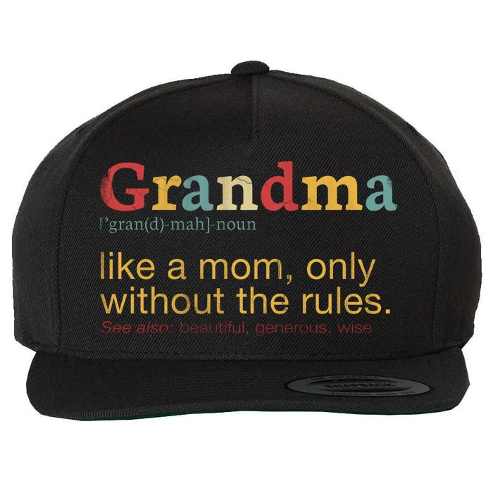 Funny Grandma Defination Wool Snapback Cap