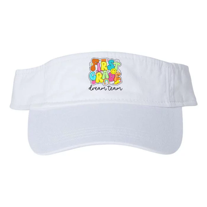 First Grade Dream Team Retro Back To School Teacher Student Gift Valucap Bio-Washed Visor