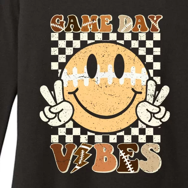 Football Game Day Vibes Funny Face American Sport Gift Womens CVC Long Sleeve Shirt