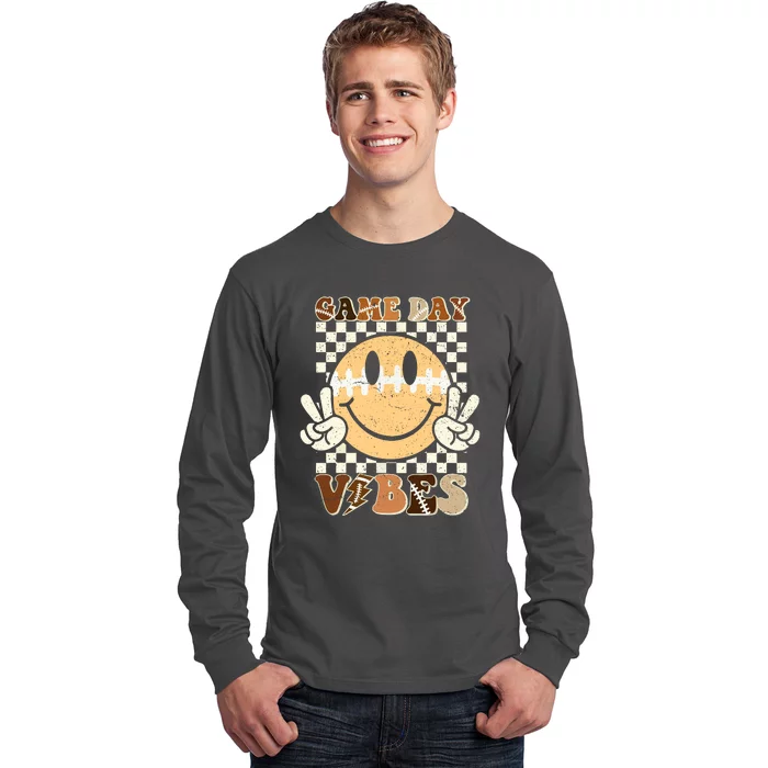 Football Game Day Vibes Funny Face American Sport Gift Long Sleeve Shirt