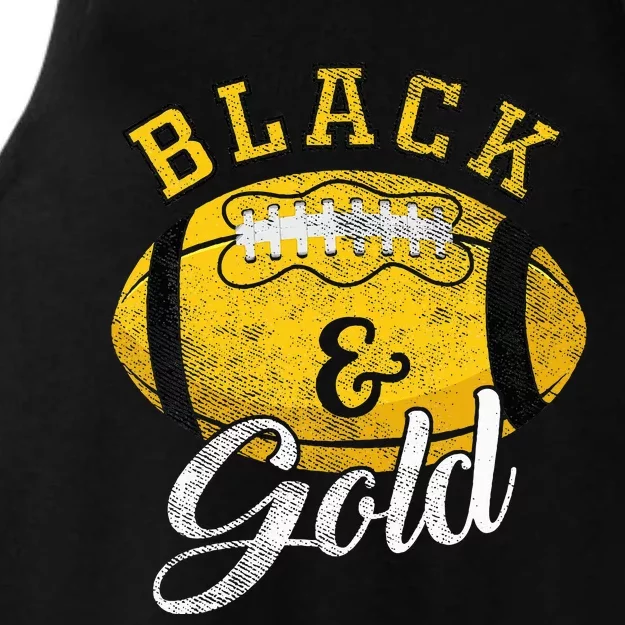 Football Game Day Black And Gold Costume For Football Lover Ladies Tri-Blend Wicking Tank