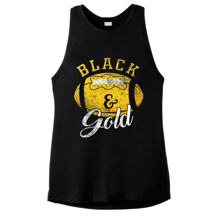 Football Game Day Black And Gold Costume For Football Lover Ladies Tri-Blend Wicking Tank