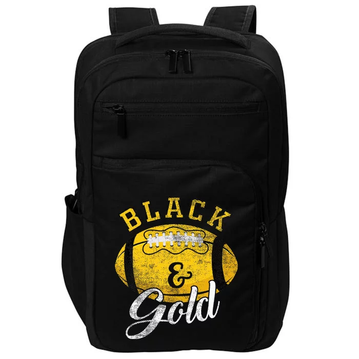 Football Game Day Black And Gold Costume For Football Lover Impact Tech Backpack