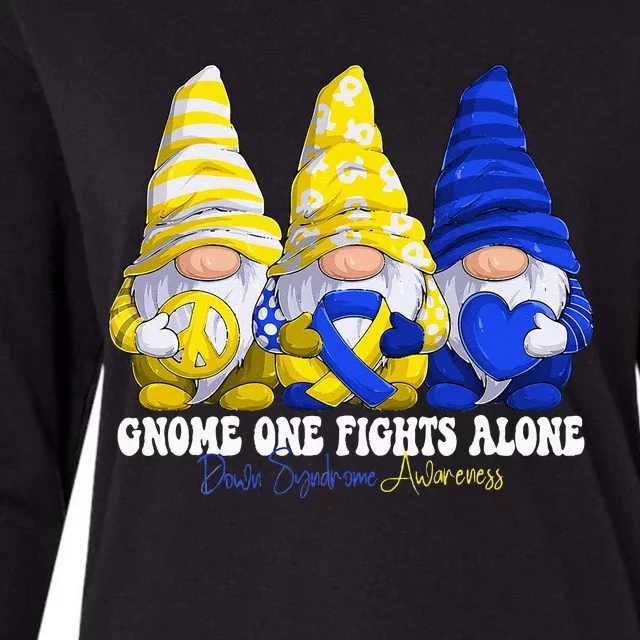 Funny Gnomies Down Syndrome Awareness Month Blue And Yellow Womens Cotton Relaxed Long Sleeve T-Shirt