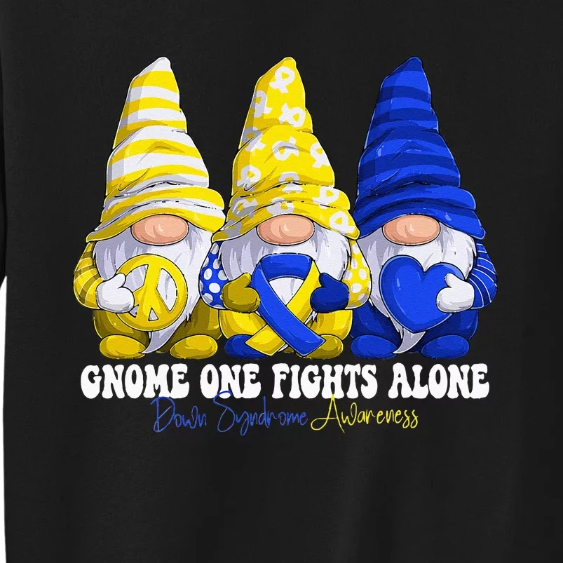 Funny Gnomies Down Syndrome Awareness Month Blue And Yellow Tall Sweatshirt