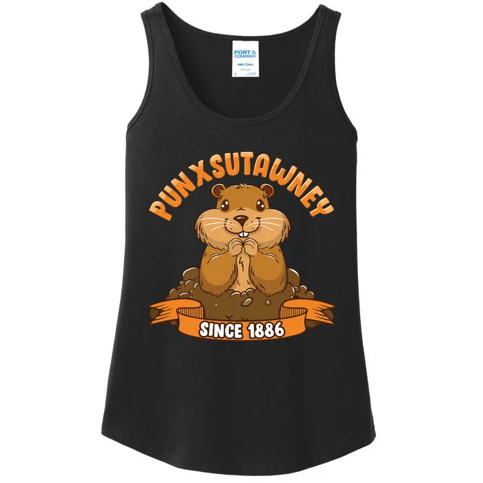 Funny Groundhog Day Phil Cute Ground Hog Punxsutawney Ladies Essential Tank