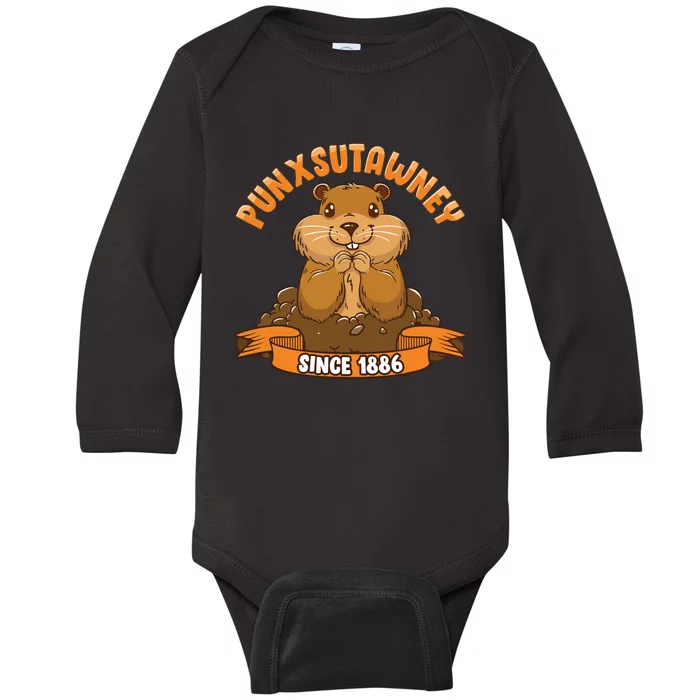 Funny Groundhog Day Phil Cute Ground Hog Punxsutawney Baby Long Sleeve Bodysuit