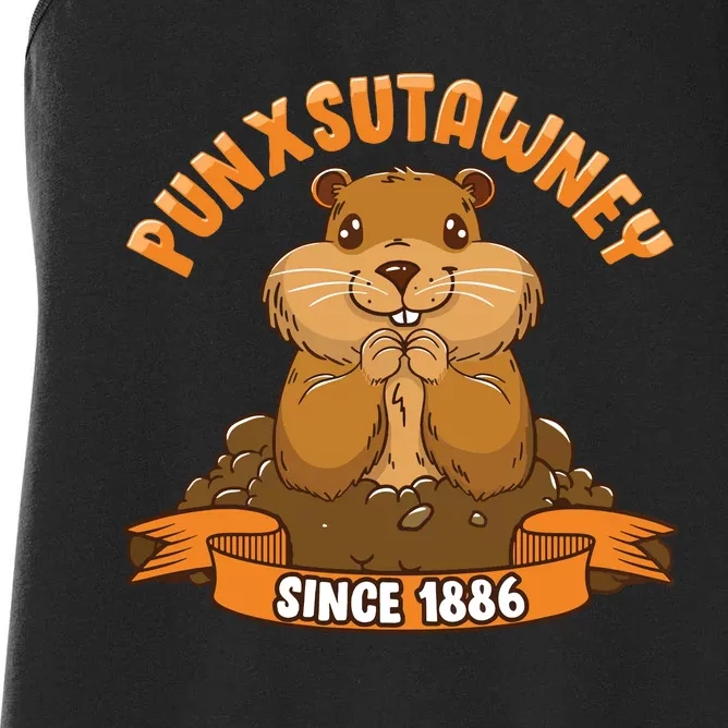 Funny Groundhog Day Phil Cute Ground Hog Punxsutawney Women's Racerback Tank