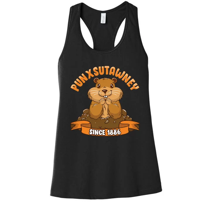 Funny Groundhog Day Phil Cute Ground Hog Punxsutawney Women's Racerback Tank