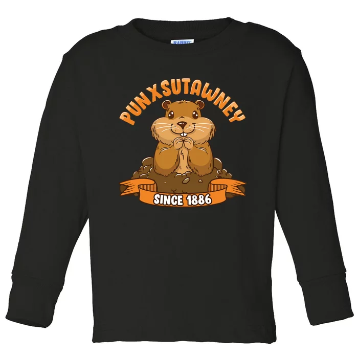 Funny Groundhog Day Phil Cute Ground Hog Punxsutawney Toddler Long Sleeve Shirt