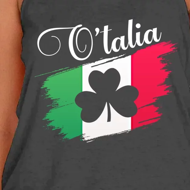 Funny Graphic Design Of O'talia Sign Irish Italian Flag Cute Gift Women's Knotted Racerback Tank