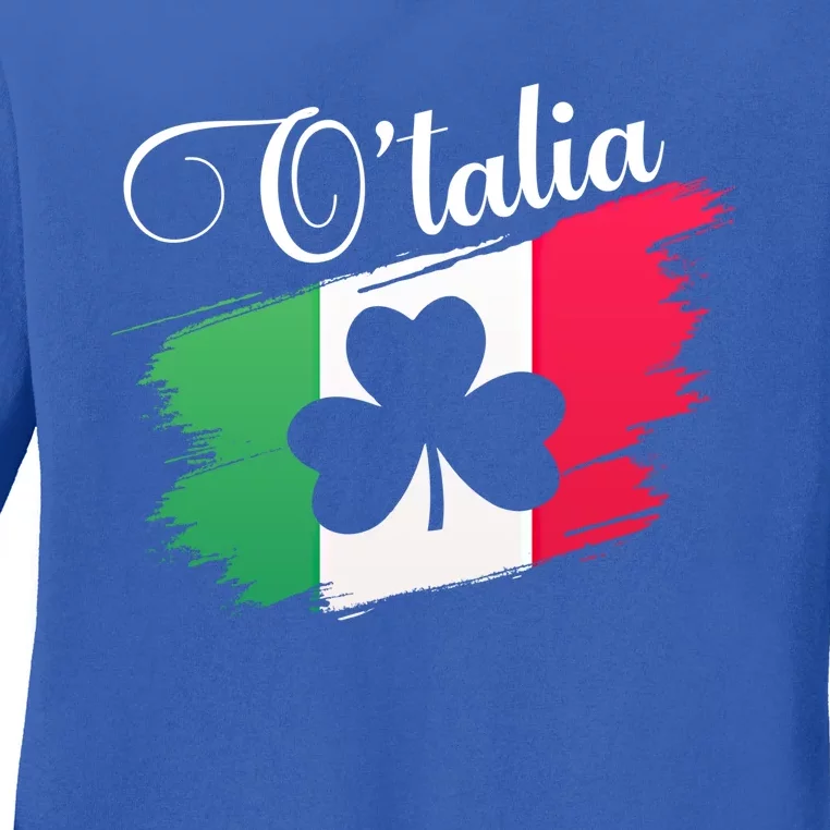 Funny Graphic Design Of O'talia Sign Irish Italian Flag Cute Gift Ladies Long Sleeve Shirt