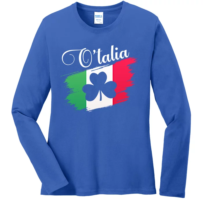 Funny Graphic Design Of O'talia Sign Irish Italian Flag Cute Gift Ladies Long Sleeve Shirt