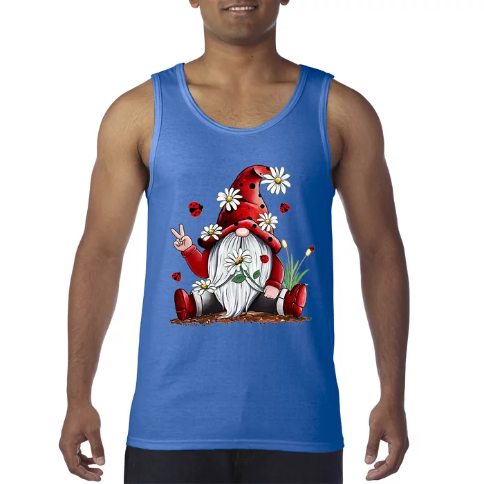 Floral Gnome Daisy Ladybugs Hippie Gnome Love Gift Tank Top