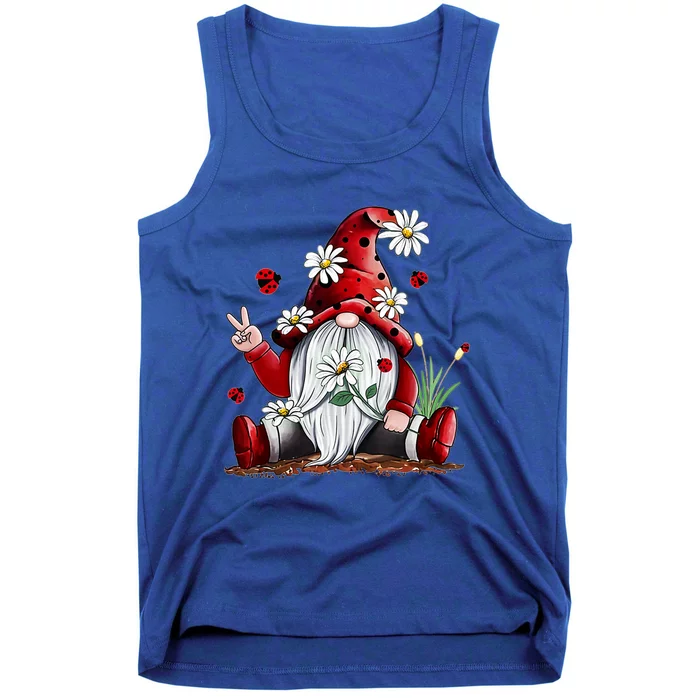 Floral Gnome Daisy Ladybugs Hippie Gnome Love Gift Tank Top