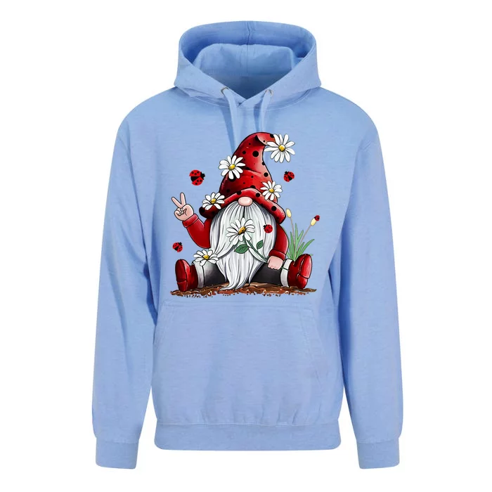 Floral Gnome Daisy Ladybugs Hippie Gnome Love Gift Unisex Surf Hoodie