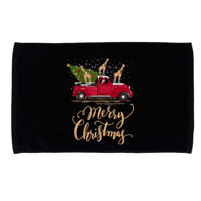 Funny Giraffe Drive Christmas Tree Truck Giraffe Christmas Meaningful Gift Microfiber Hand Towel