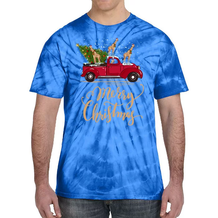 Funny Giraffe Drive Christmas Tree Truck Giraffe Christmas Meaningful Gift Tie-Dye T-Shirt