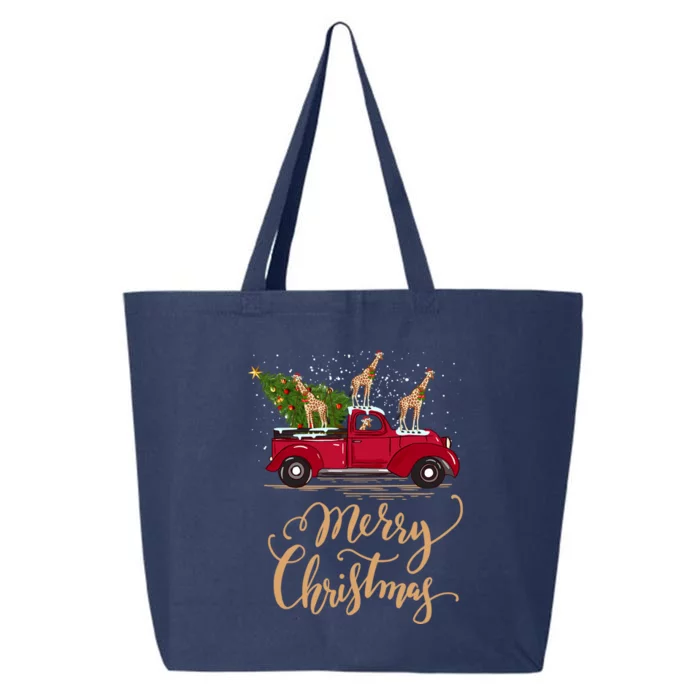 Funny Giraffe Drive Christmas Tree Truck Giraffe Christmas Meaningful Gift 25L Jumbo Tote