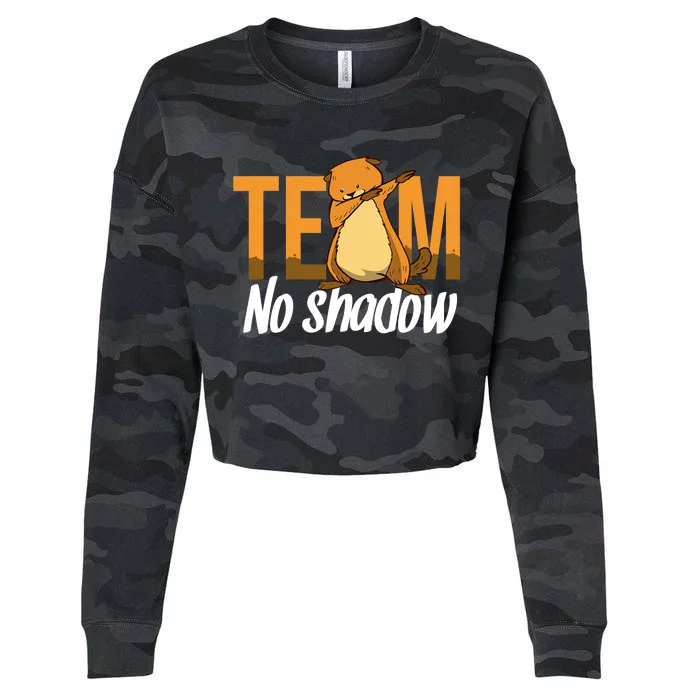 Funny Groundhog Day Team No Shadow Dabbing Cropped Pullover Crew