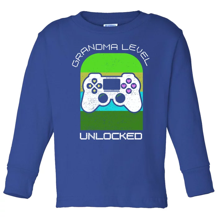 Funny Grandma Day Gamer Mom Gaming On A Mother Level Up Game Gift Toddler Long Sleeve Shirt