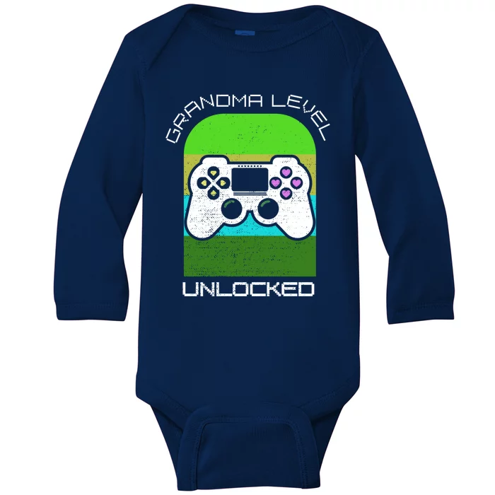 Funny Grandma Day Gamer Mom Gaming On A Mother Level Up Game Gift Baby Long Sleeve Bodysuit