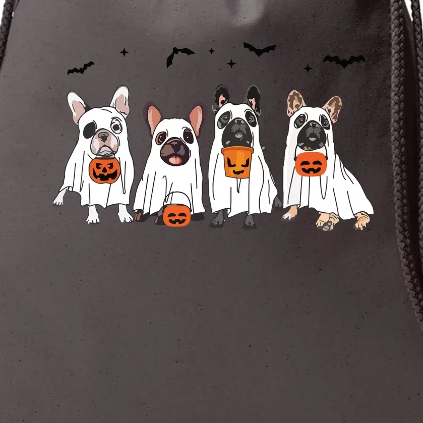 Frenchie Ghost Dog Costume Funny French Bulldog Halloween Drawstring Bag