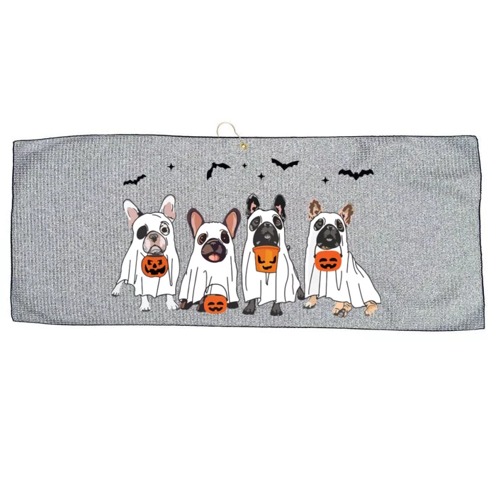 Frenchie Ghost Dog Costume Funny French Bulldog Halloween Large Microfiber Waffle Golf Towel