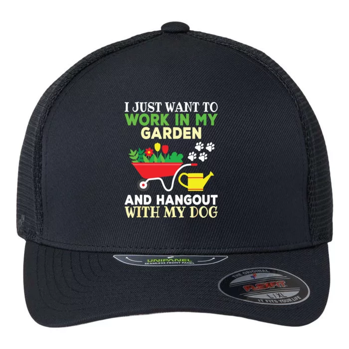 Funny Gardening Dog Lover Gardener Garden Plants Flexfit Unipanel Trucker Cap