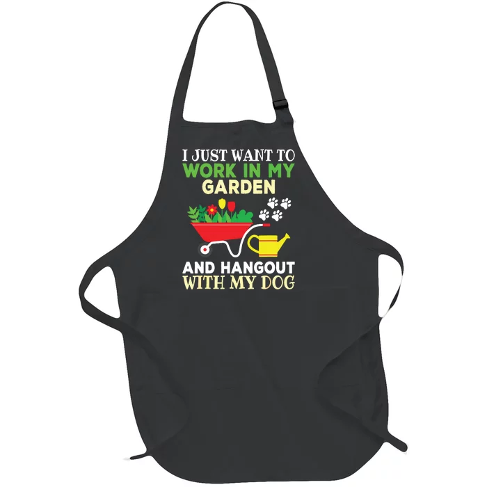 Funny Gardening Dog Lover Gardener Garden Plants Full-Length Apron With Pocket