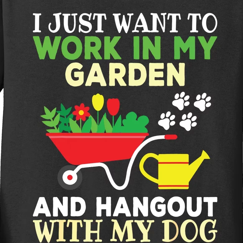 Funny Gardening Dog Lover Gardener Garden Plants Kids Long Sleeve Shirt