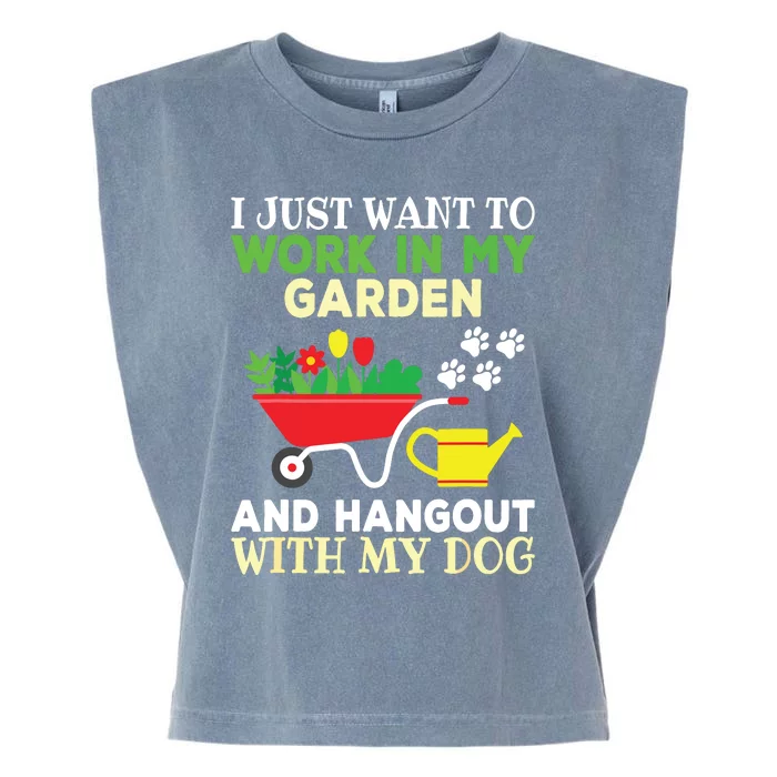 Funny Gardening Dog Lover Gardener Garden Plants Garment-Dyed Women's Muscle Tee