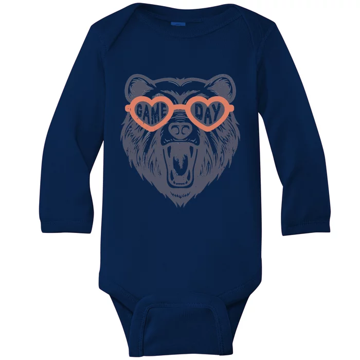 Football Game Day Bear Gift Baby Long Sleeve Bodysuit