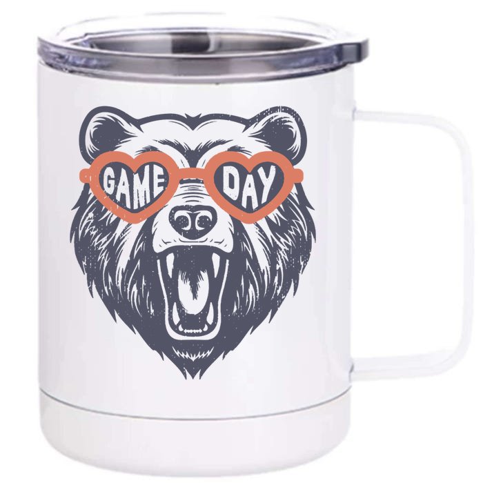 Football Game Day Bear Gift Front & Back 12oz Stainless Steel Tumbler Cup