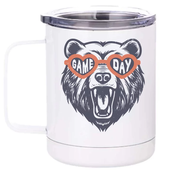 Football Game Day Bear Gift Front & Back 12oz Stainless Steel Tumbler Cup