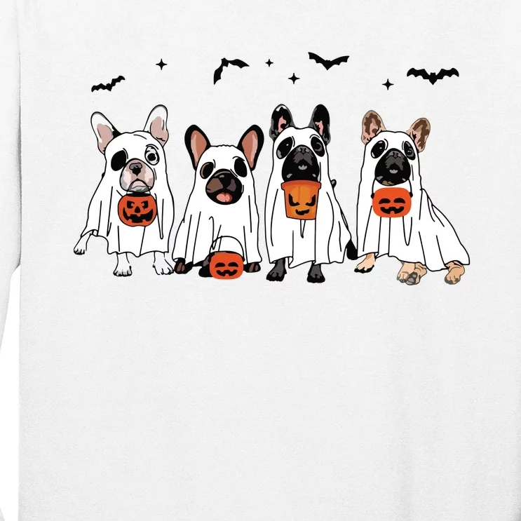 Frenchie Ghost Dog Costume Funny French Bulldog Halloween Long Sleeve Shirt